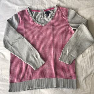 Tommy Hilfiger Sweater XL pink gray houndstooth